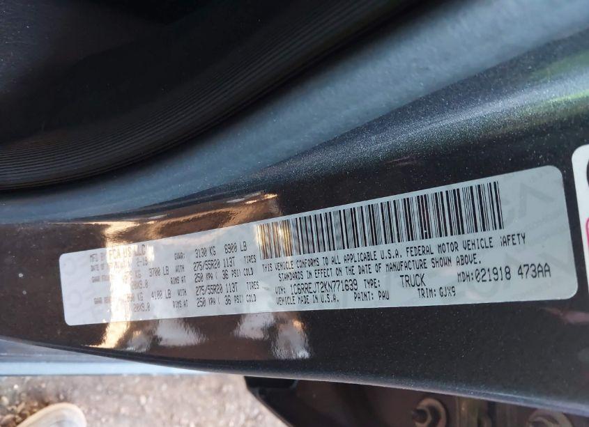 Photo 9 of 2019 Ram 1500 LARAMIE 4X2 5'7 BOX (VIN 1C6RREJT2KN771639)