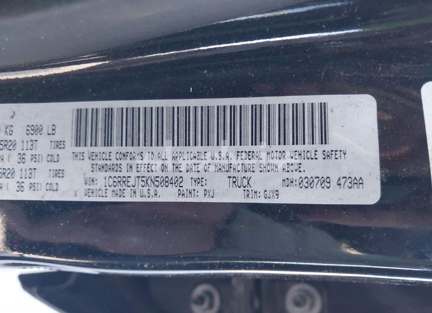 Photo 9 of 2019 Ram 1500 LARAMIE 4X2 5'7 BOX (VIN 1C6RREJT5KN508402)