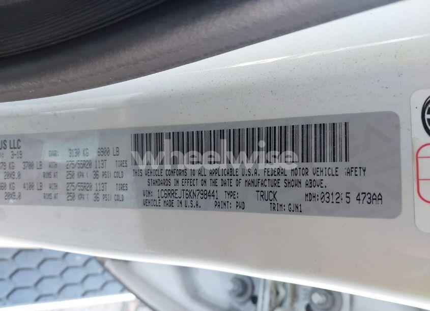 Photo 9 of 2019 Ram 1500 LARAMIE 4X2 5'7 BOX (VIN 1C6RREJT6KN798441)