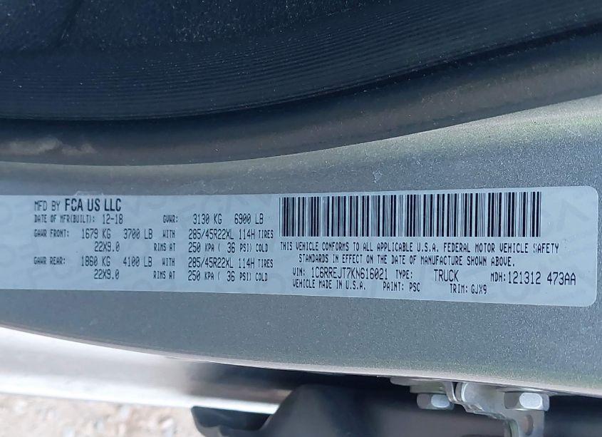 Photo 9 of 2019 Ram 1500 (VIN 1C6RREJT7KN616021)