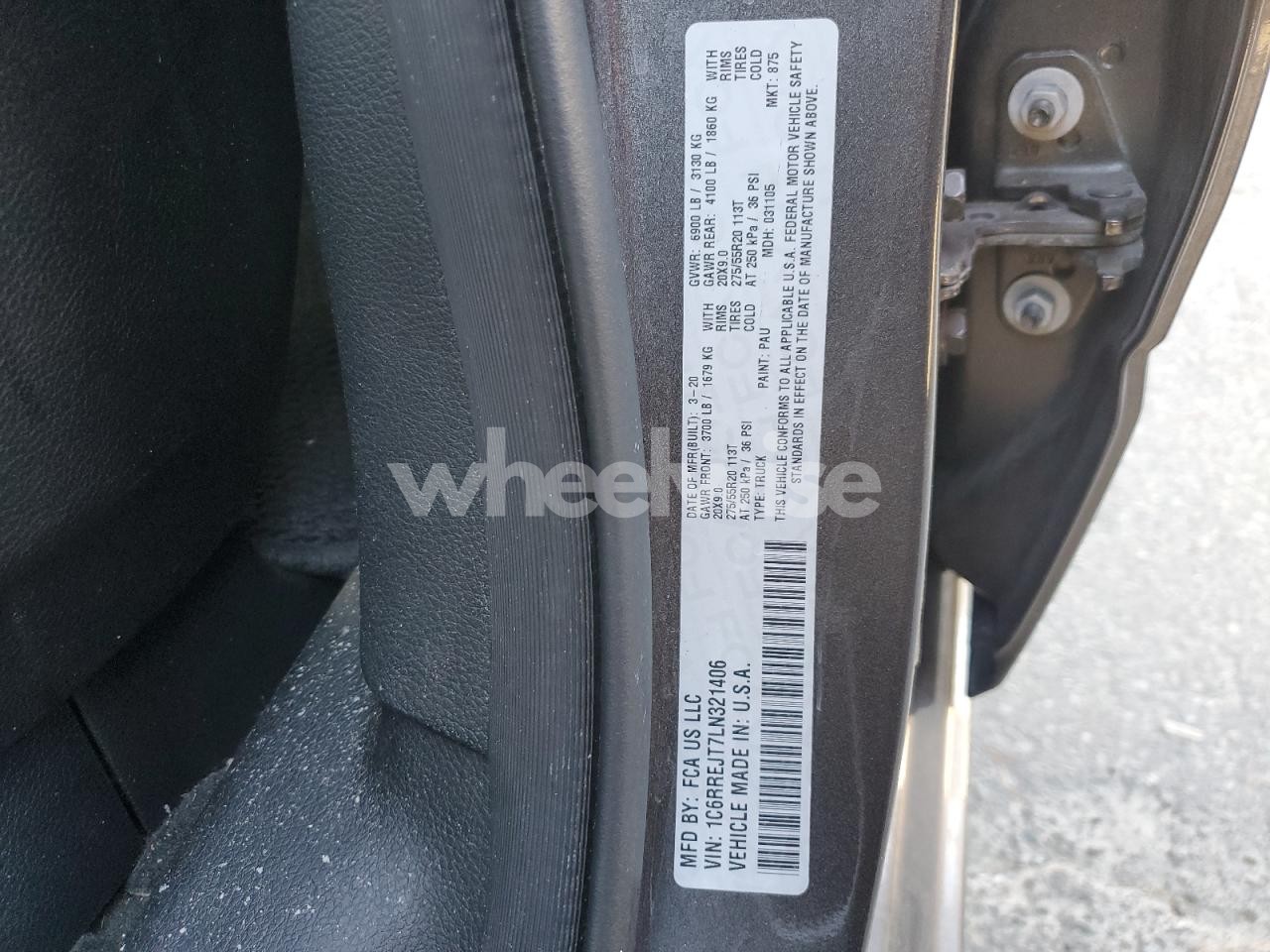 Photo 12 of 2020 RAM 1500 LARAMIE (VIN 1C6RREJT7LN321406)