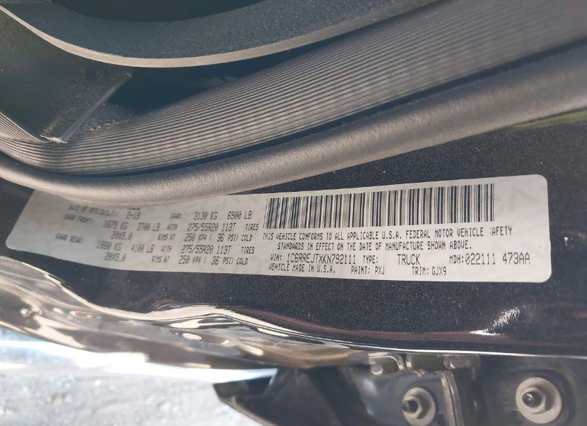 Photo 9 of 2019 Ram 1500 LARAMIE 4X2 5'7 BOX (VIN 1C6RREJTXKN792111)