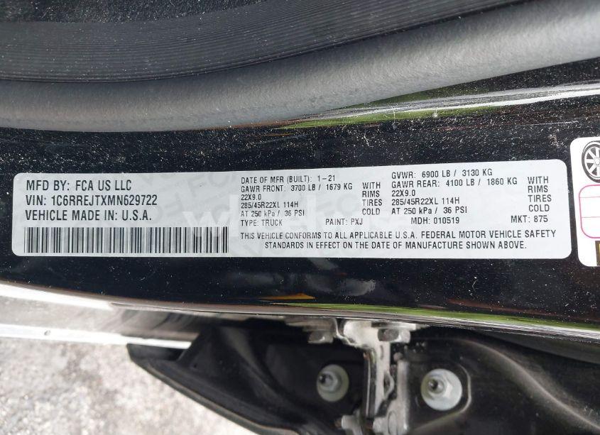 Photo 9 of 2021 Ram 1500 LARAMIE 4X2 5'7 BOX (VIN 1C6RREJTXMN629722)