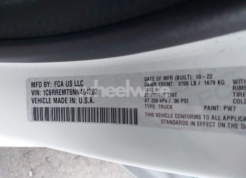 Photo 9 of 2022 Ram 1500 BIG HORN 4X2 6'4 BOX (VIN 1C6RREMT6NN464202)