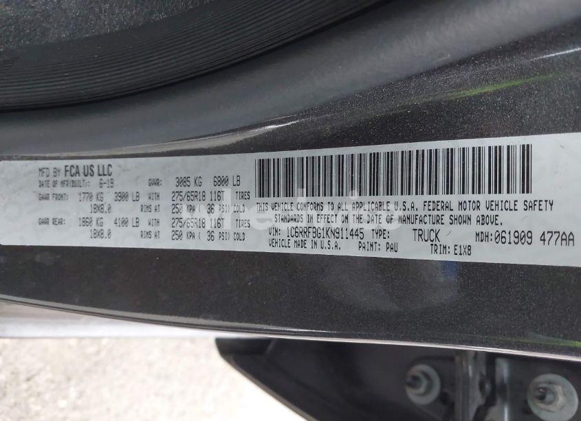 Photo 9 of 2019 Ram 1500 BIG HORN/LONE STAR 4X4 6'4 BOX (VIN 1C6RRFBG1KN911445)