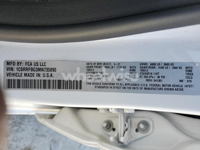 Photo 9 of 2021 RAM 1500 BIG HORN/LONE STAR (VIN 1C6RRFBG3MN735890)