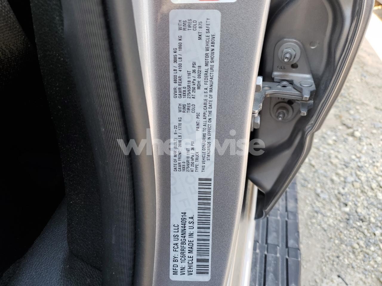 Photo 12 of 2022 RAM 1500 BIG HORN/LONE STAR (VIN 1C6RRFBG4NN440914)