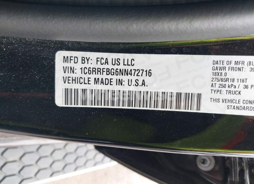 Photo 9 of 2022 Ram 1500 LONE STAR QUAD CAB 4X4 6'4 BOX (VIN 1C6RRFBG6NN472716)