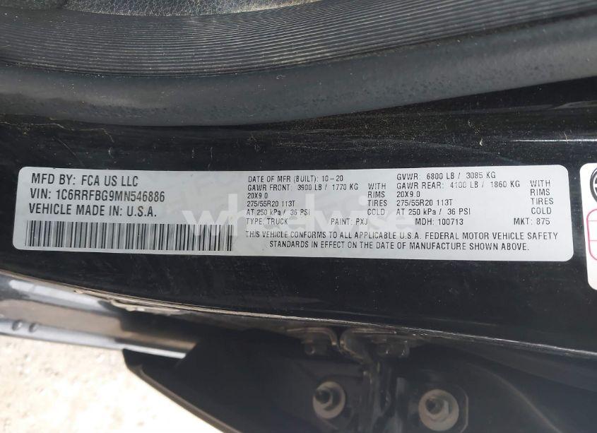 Photo 9 of 2021 Ram 1500 BIG HORN 4X4 6'4 BOX (VIN 1C6RRFBG9MN546886)