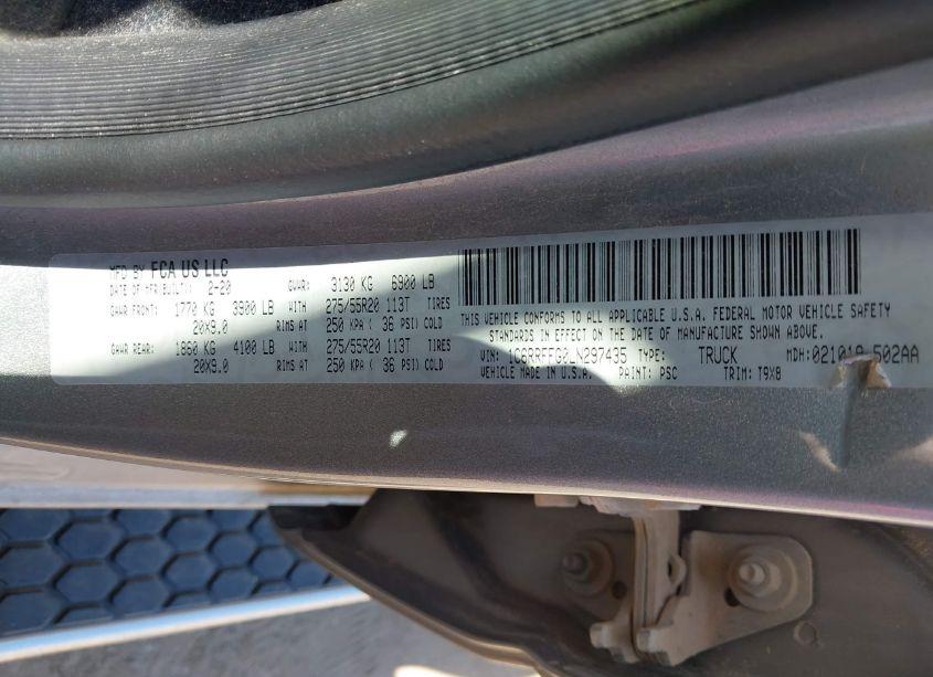 Photo 9 of 2020 Ram 1500 (VIN 1C6RRFFG0LN297435)