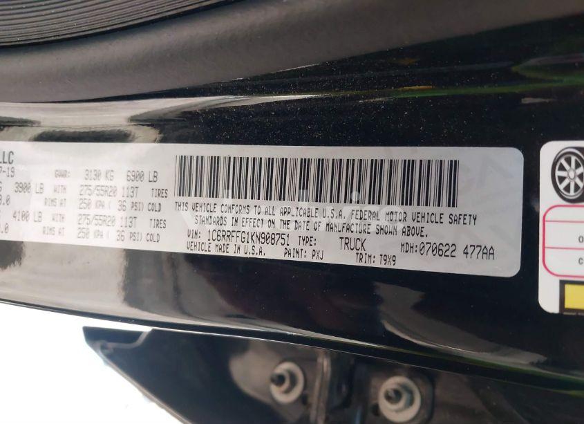 Photo 9 of 2019 Ram 1500 BIG HORN/LONE STAR 4X4 5'7 BOX (VIN 1C6RRFFG1KN908751)