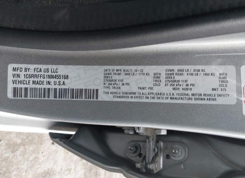 Photo 9 of 2022 Ram 1500 BIG HORN 4X4 5'7 BOX (VIN 1C6RRFFG1NN455168)