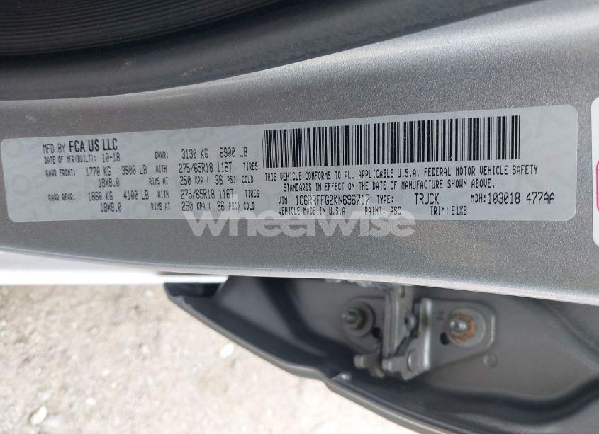 Photo 9 of 2019 Ram 1500 BIG HORN/LONE STAR 4X4 5'7 BOX (VIN 1C6RRFFG2KN696717)