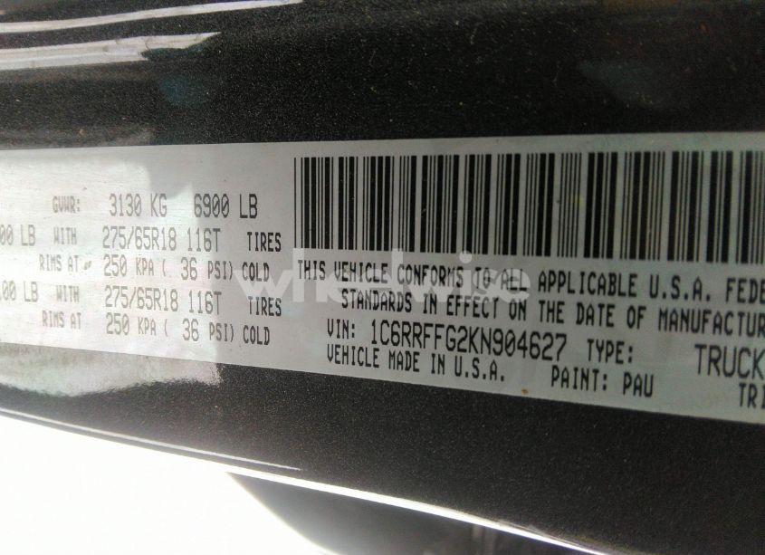 Photo 9 of 2019 Ram 1500 (VIN 1C6RRFFG2KN904627)