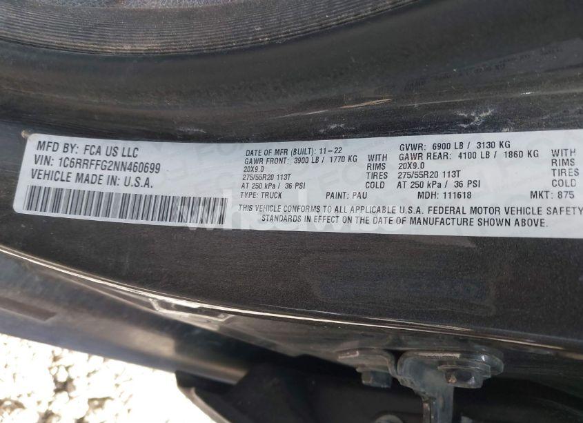 Photo 9 of 2022 Ram 1500 BIG HORN 4X4 5'7 BOX (VIN 1C6RRFFG2NN460699)