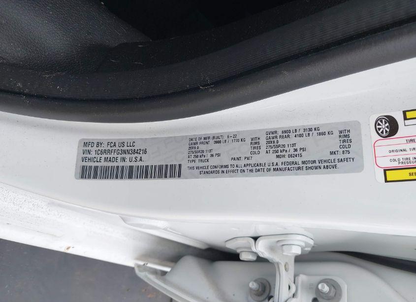 Photo 9 of 2022 Ram 1500 BIG HORN 4X4 5'7 BOX (VIN 1C6RRFFG3NN384216)