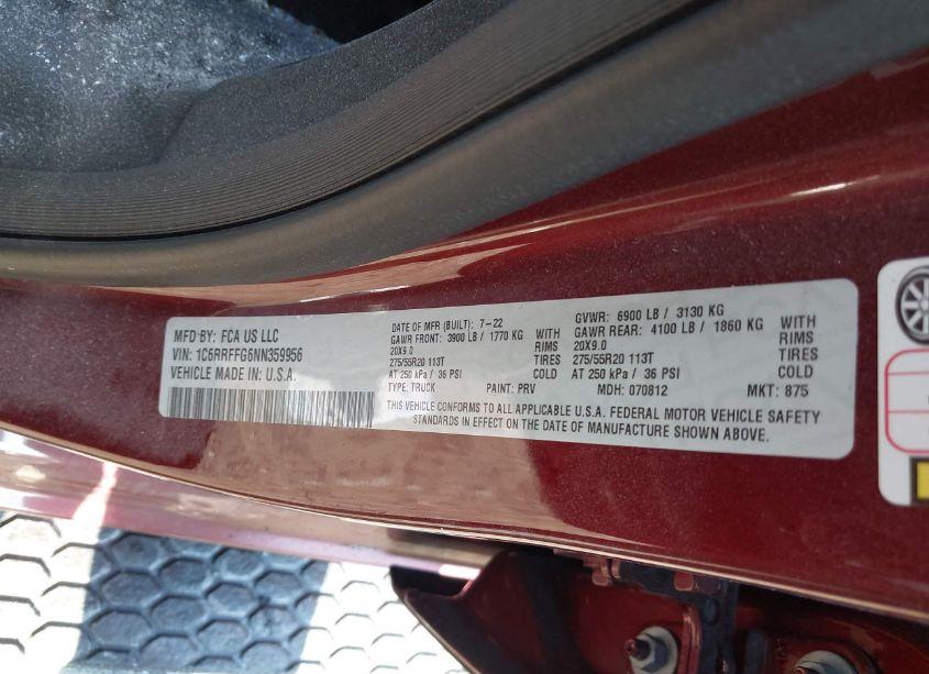 Photo 9 of 2022 Ram 1500 (VIN 1C6RRFFG6NN359956)