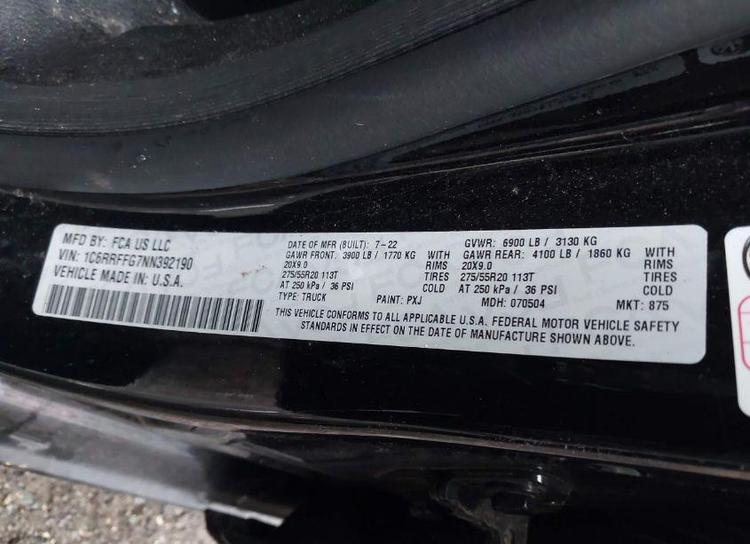 Photo 9 of 2022 Ram 1500 BIG HORN 4X4 5'7 BOX (VIN 1C6RRFFG7NN392190)