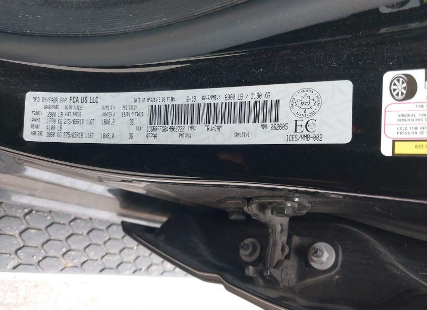 Photo 9 of 2019 Ram 1500 BIG HORN (VIN 1C6RRFFG8KN902722)