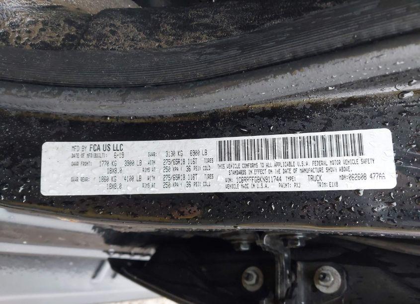 Photo 9 of 2019 Ram 1500 BIG HORN/LONE STAR 4X4 5'7 BOX (VIN 1C6RRFFG8KN911744)