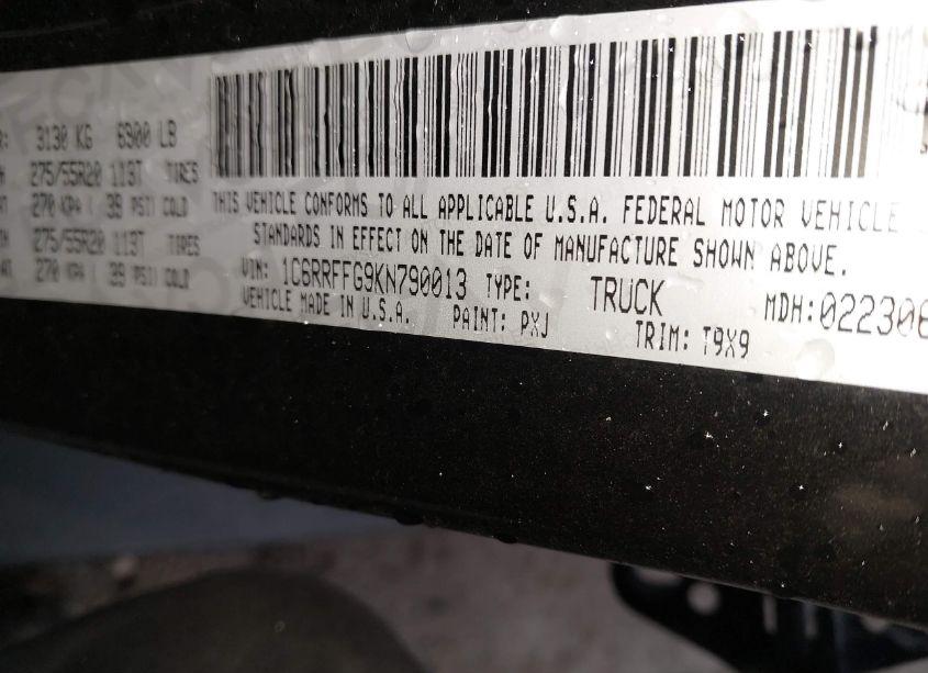 Photo 9 of 2019 Ram 1500 (VIN 1C6RRFFG9KN790013)