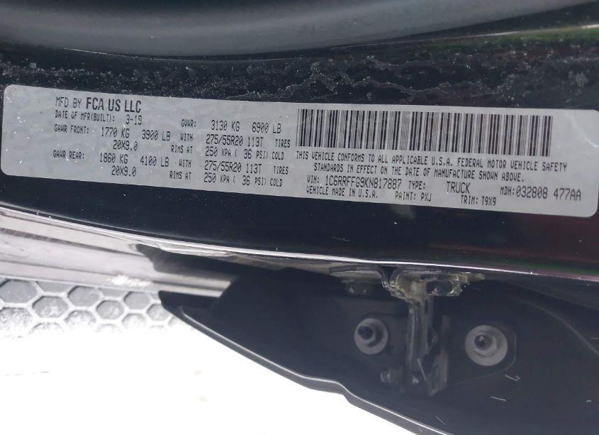 Photo 9 of 2019 Ram 1500 BIG HORN/LONE STAR 4X4 5'7 BOX (VIN 1C6RRFFG9KN817887)