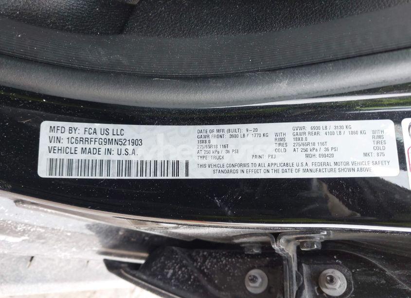 Photo 9 of 2021 Ram 1500 BIG HORN 4X4 5'7 BOX (VIN 1C6RRFFG9MN521903)