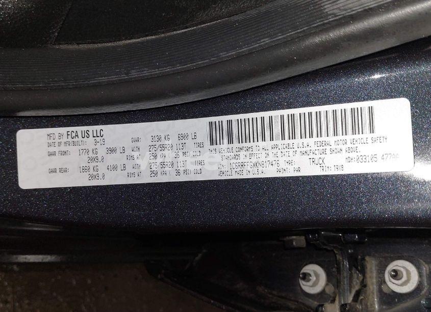 Photo 9 of 2019 Ram 1500 BIG HORN/LONE STAR 4X4 5'7 BOX (VIN 1C6RRFFGXKN817476)