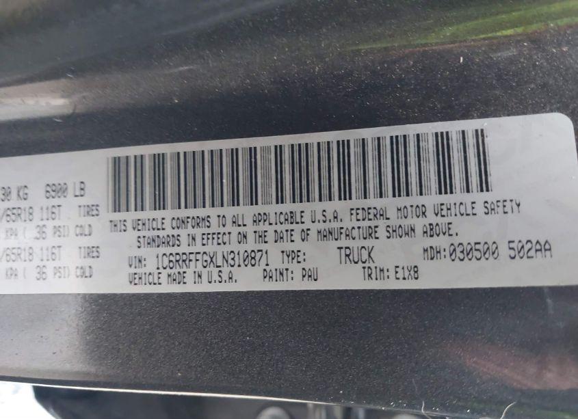 Photo 9 of 2020 Ram 1500 BIG HORN 4X4 5'7 BOX (VIN 1C6RRFFGXLN310871)