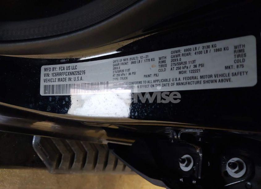 Photo 9 of 2022 Ram 1500 BIG HORN 4X4 5'7 BOX (VIN 1C6RRFFGXNN226276)