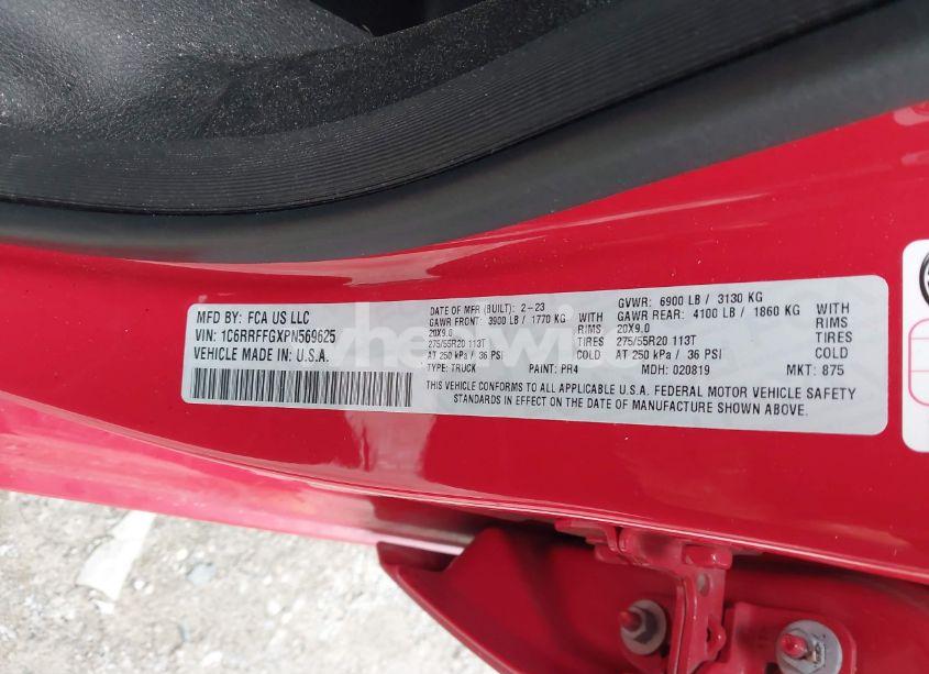 Photo 9 of 2023 Ram 1500 BIG HORN 4X4 5'7 BOX (VIN 1C6RRFFGXPN569625)