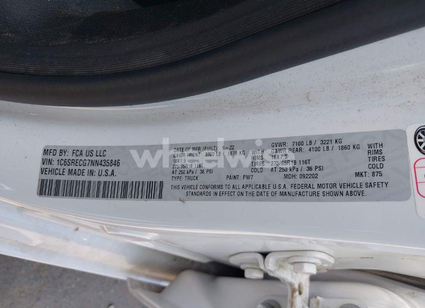 Photo 9 of 2022 Ram 1500 TRADESMAN 4X2 6'4 BOX (VIN 1C6SRECG7NN435846)