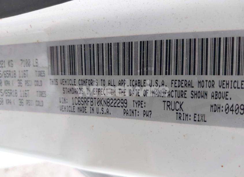 Photo 9 of 2019 Ram 1500 BIG HORN/LONE STAR 4X4 6'4 BOX (VIN 1C6SRFBT0KN822299)