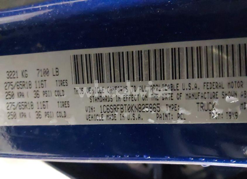 Photo 9 of 2019 Ram 1500 BIG HORN/LONE STAR 4X4 6'4 BOX (VIN 1C6SRFBT0KN825865)