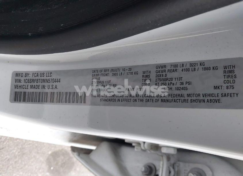 Photo 9 of 2021 Ram 1500 (VIN 1C6SRFBT0MN570444)