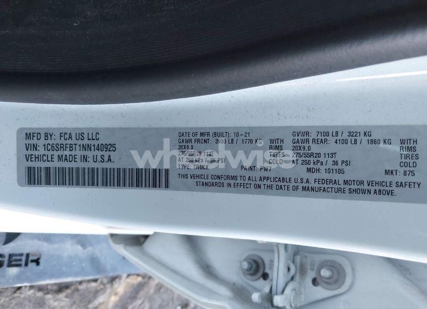 Photo 9 of 2022 Ram 1500 BIG HORN 4X4 6'4 BOX (VIN 1C6SRFBT1NN140925)