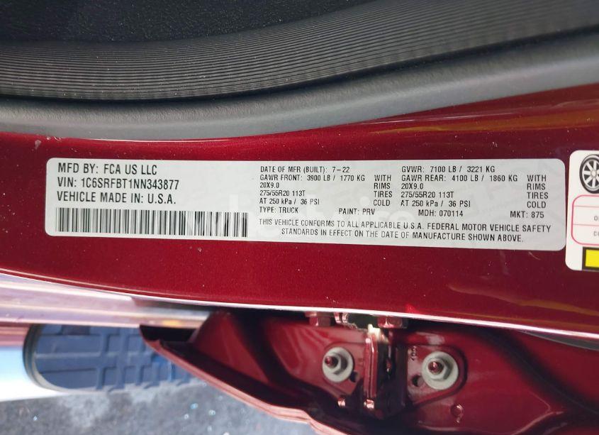 Photo 9 of 2022 Ram 1500 BIG HORN 4X4 6'4 BOX (VIN 1C6SRFBT1NN343877)