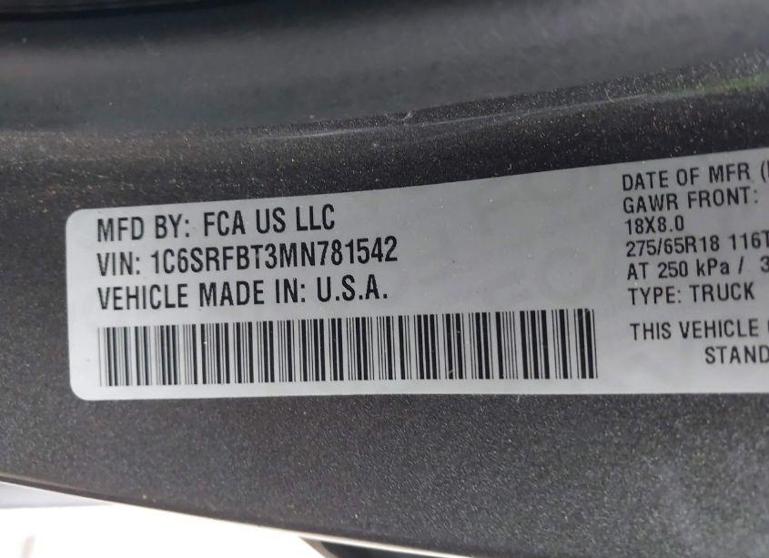 Photo 9 of 2021 Ram 1500 BIG HORN 4X4 6'4 BOX (VIN 1C6SRFBT3MN781542)