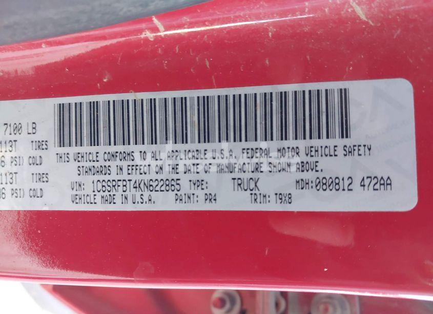 Photo 9 of 2019 Ram 1500 BIG HORN/LONE STAR 4X4 6'4 BOX (VIN 1C6SRFBT4KN622865)