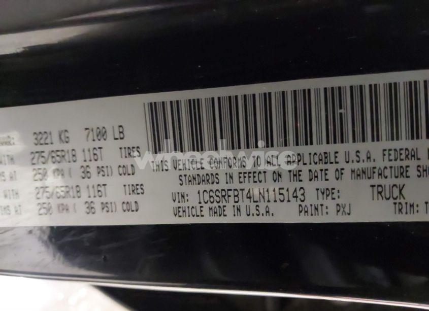 Photo 9 of 2020 Ram 1500 BIG HORN 4X4 6'4 BOX (VIN 1C6SRFBT4LN115143)