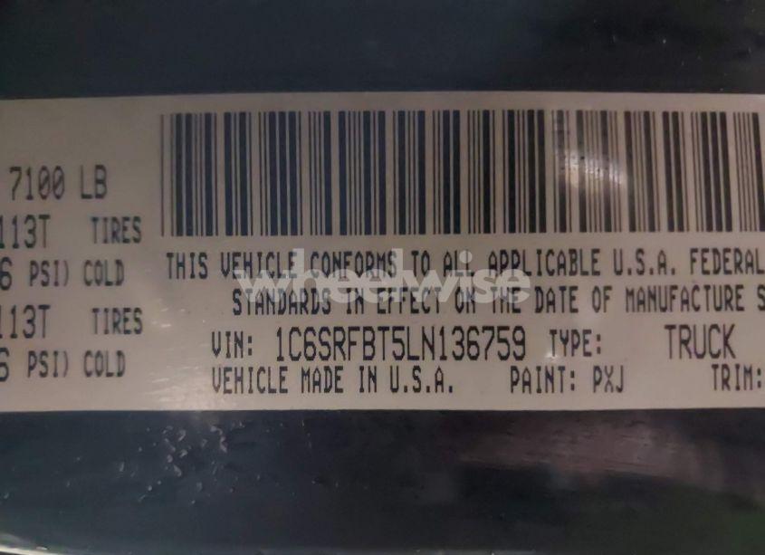 Photo 9 of 2020 Ram 1500 BIG HORN 4X4 6'4 BOX (VIN 1C6SRFBT5LN136759)