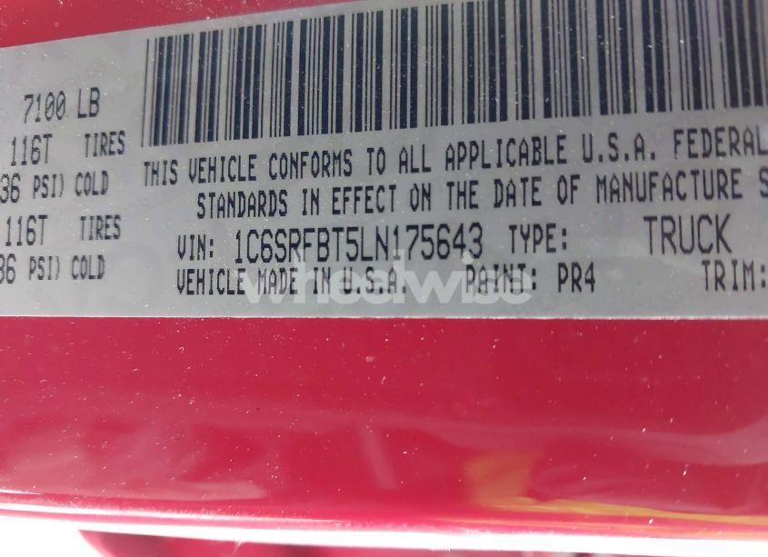 Photo 9 of 2020 Ram 1500 BIG HORN 4X4 6'4 BOX (VIN 1C6SRFBT5LN175643)