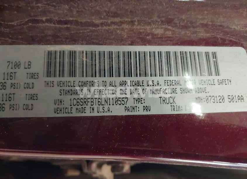 Photo 9 of 2020 Ram 1500 BIG HORN 4X4 6'4 BOX (VIN 1C6SRFBT6LN110557)