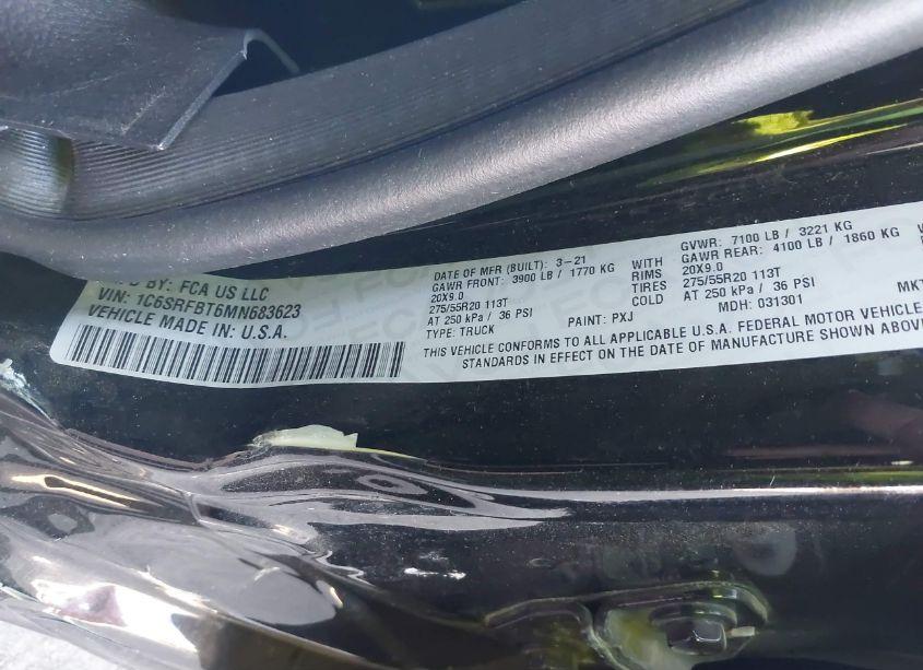 Photo 9 of 2021 Ram 1500 BIG HORN QUAD CAB 4X4 6'4 BOX (VIN 1C6SRFBT6MN683623)