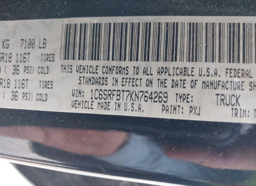 Photo 9 of 2019 Ram 1500 BIG HORN/LONE STAR QUAD CAB 4X4 6'4 BOX (VIN 1C6SRFBT7KN764269)