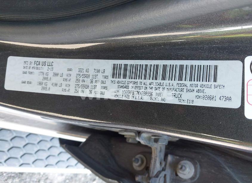 Photo 9 of 2019 Ram 1500 BIG HORN/LONE STAR 4X4 6'4 BOX (VIN 1C6SRFBT7KN780956)