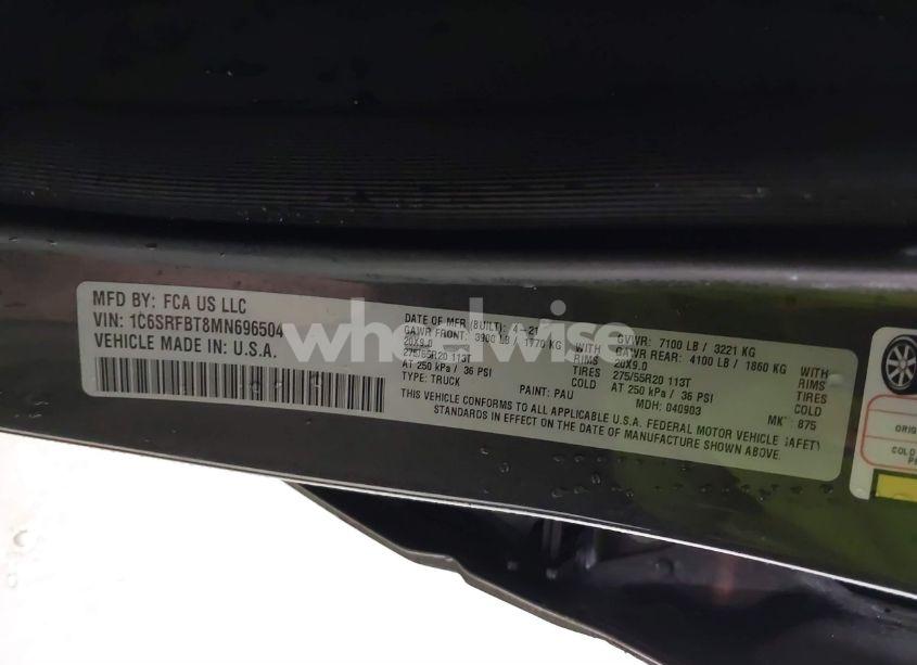 Photo 9 of 2021 Ram 1500 BIG HORN 4X4 6'4 BOX (VIN 1C6SRFBT8MN696504)