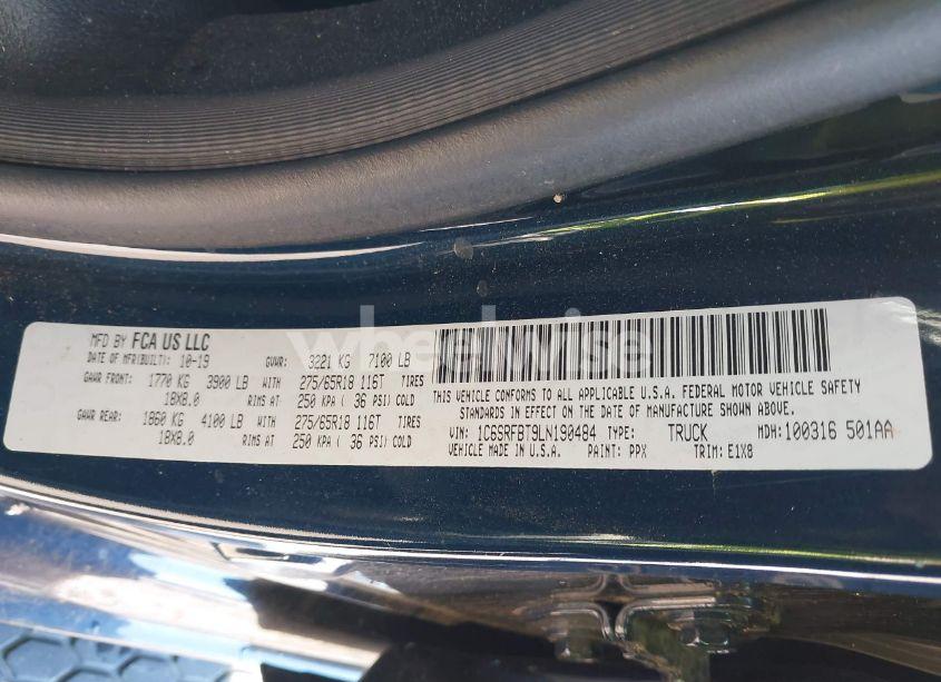 Photo 9 of 2020 Ram 1500 BIG HORN 4X4 6'4 BOX (VIN 1C6SRFBT9LN190484)