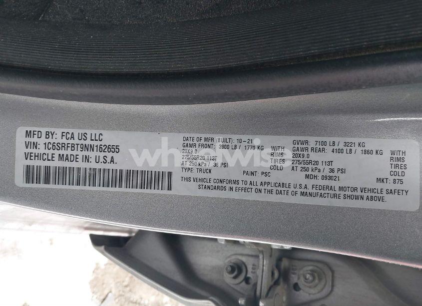 Photo 9 of 2022 Ram 1500 BIG HORN 4X4 6'4 BOX (VIN 1C6SRFBT9NN162655)