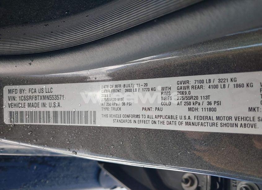 Photo 9 of 2021 Ram 1500 BIG HORN 4X4 6'4 BOX (VIN 1C6SRFBTXMN553571)